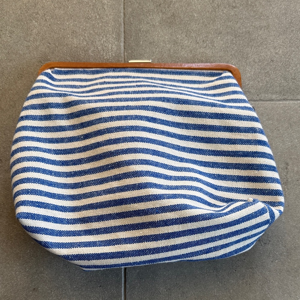 Clare v Striped Blue and White Women's Bag
